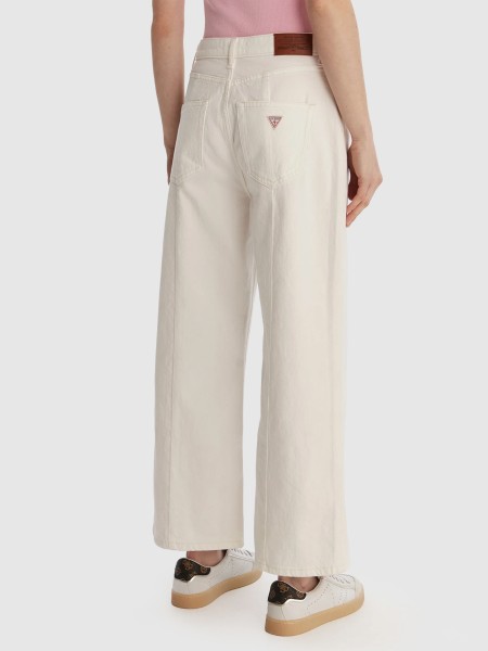 Jeans Guess Mulher G11 Hr Wide Leg Crop Seamed