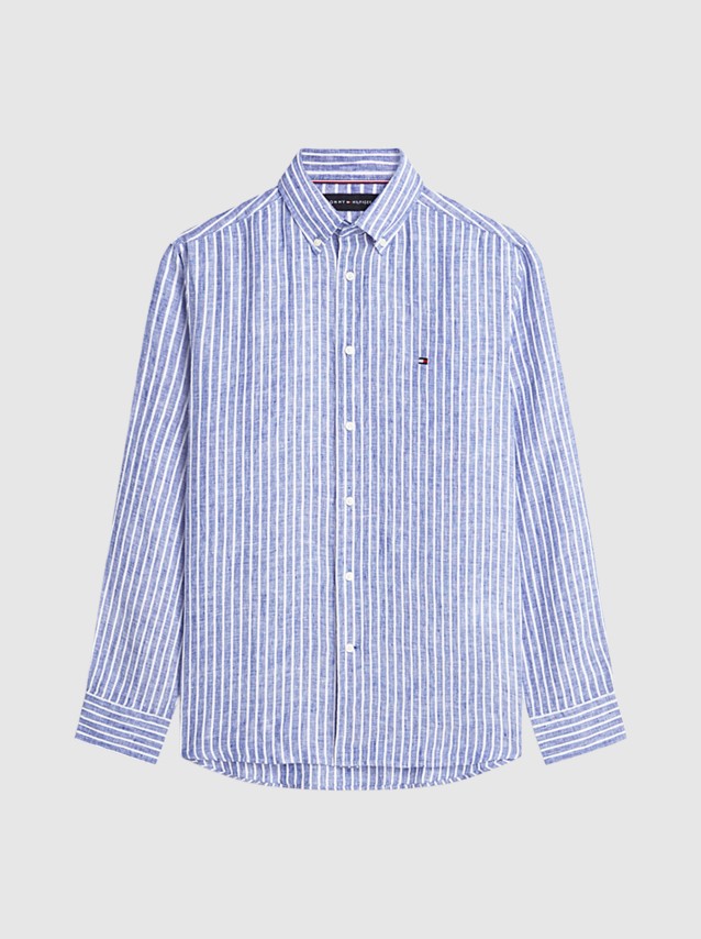 Camisa Tommy Hilfiger Homem Linen Bengal Stripe Rf Shirt