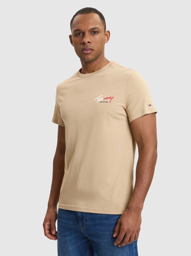 T-Shirt Tommy Jeans Homem Tjm Slim Sign Chest Ss Tee Ext