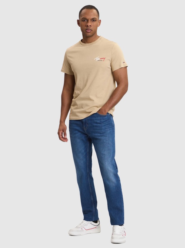 T-Shirt Tommy Jeans Homem Tjm Slim Sign Chest Ss Tee Ext
