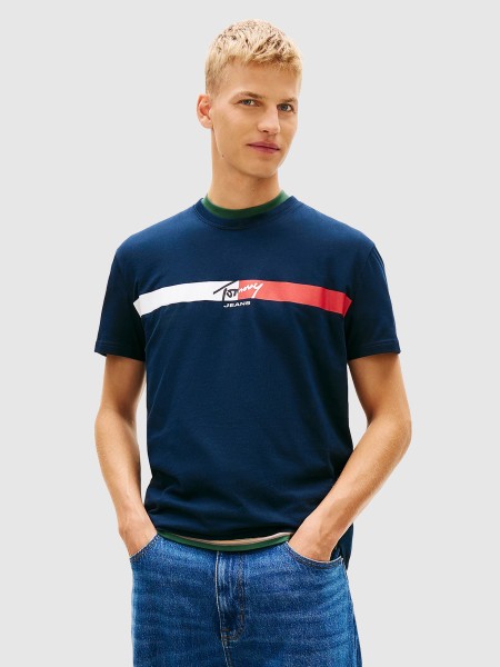 T-Shirt Tommy Jeans Homem Tjm Reg Signature Stripe T Ext