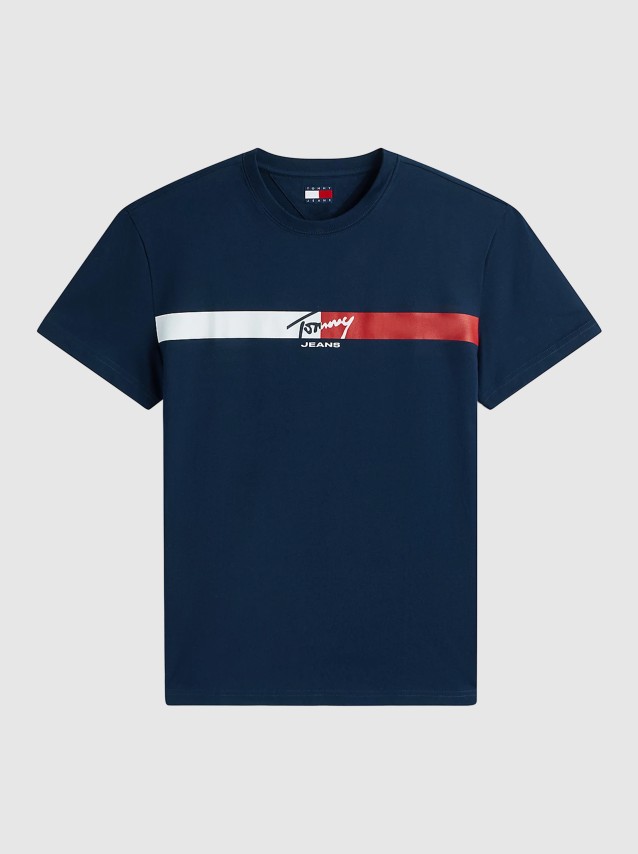T-Shirt Tommy Jeans Homem Tjm Reg Signature Stripe T Ext