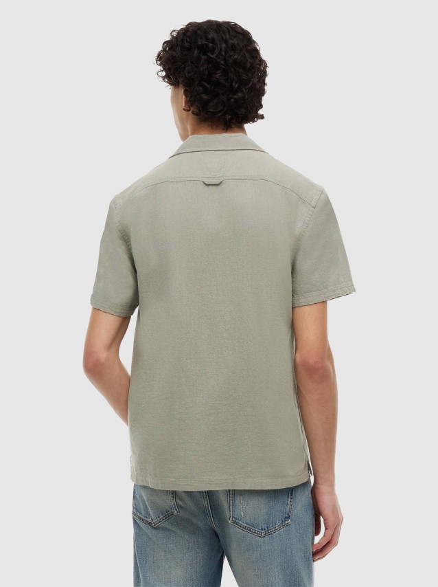 Camisa Tommy Jeans Homem Tjm Reg Linen Blend Camp Ss Ext