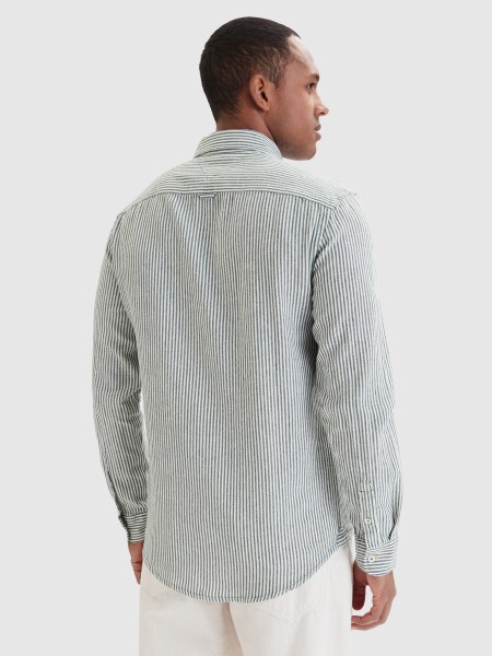 Camisa Tommy Jeans Homem Tjm Reg Linen Mx Strp Shirt Ext