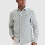 Camisa Tommy Jeans Homem Tjm Reg Linen Mx Strp Shirt Ext