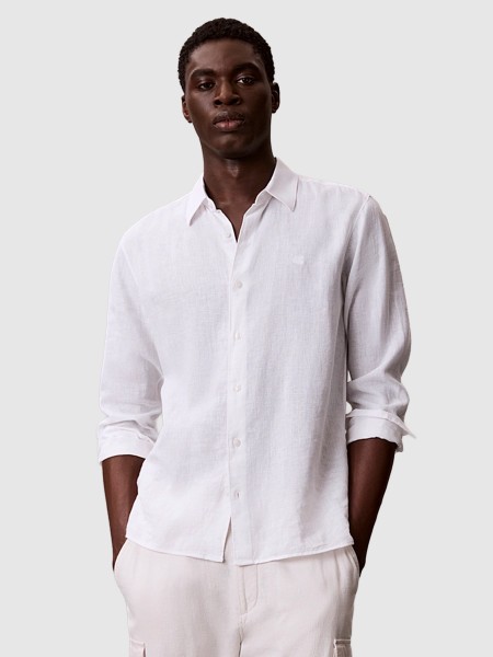 Camisa Calvin Klein Homem Ls Solid Linen Classic Shirt