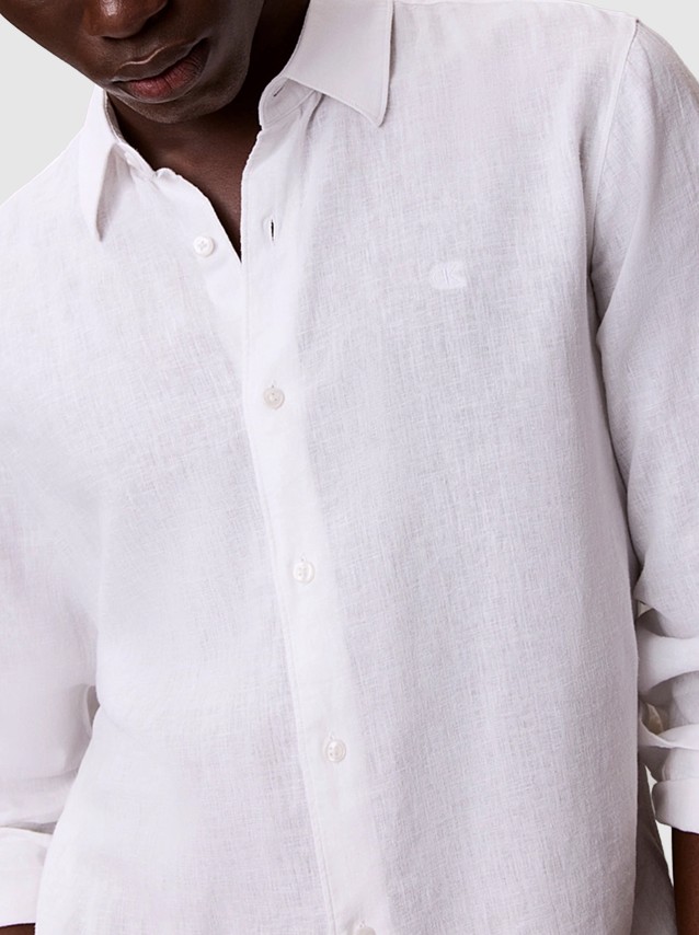 Camisa Calvin Klein Homem Ls Solid Linen Classic Shirt