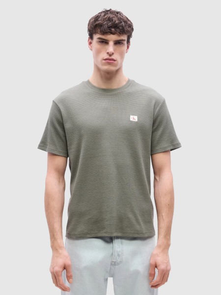 T-Shirt Calvin Klein Homem Ss Waffle Badge Crewnk Tee