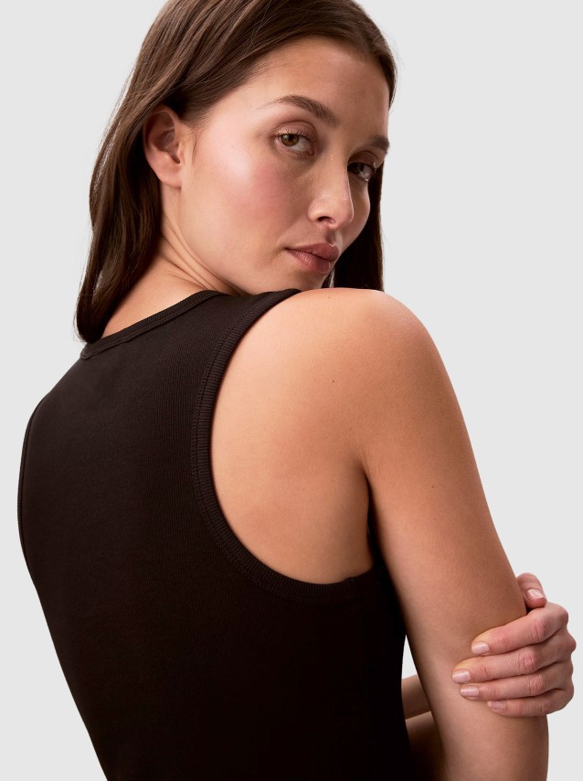 Vestido Calvin Klein Mulher Sl Monologo Baby Rib Tank Midi D