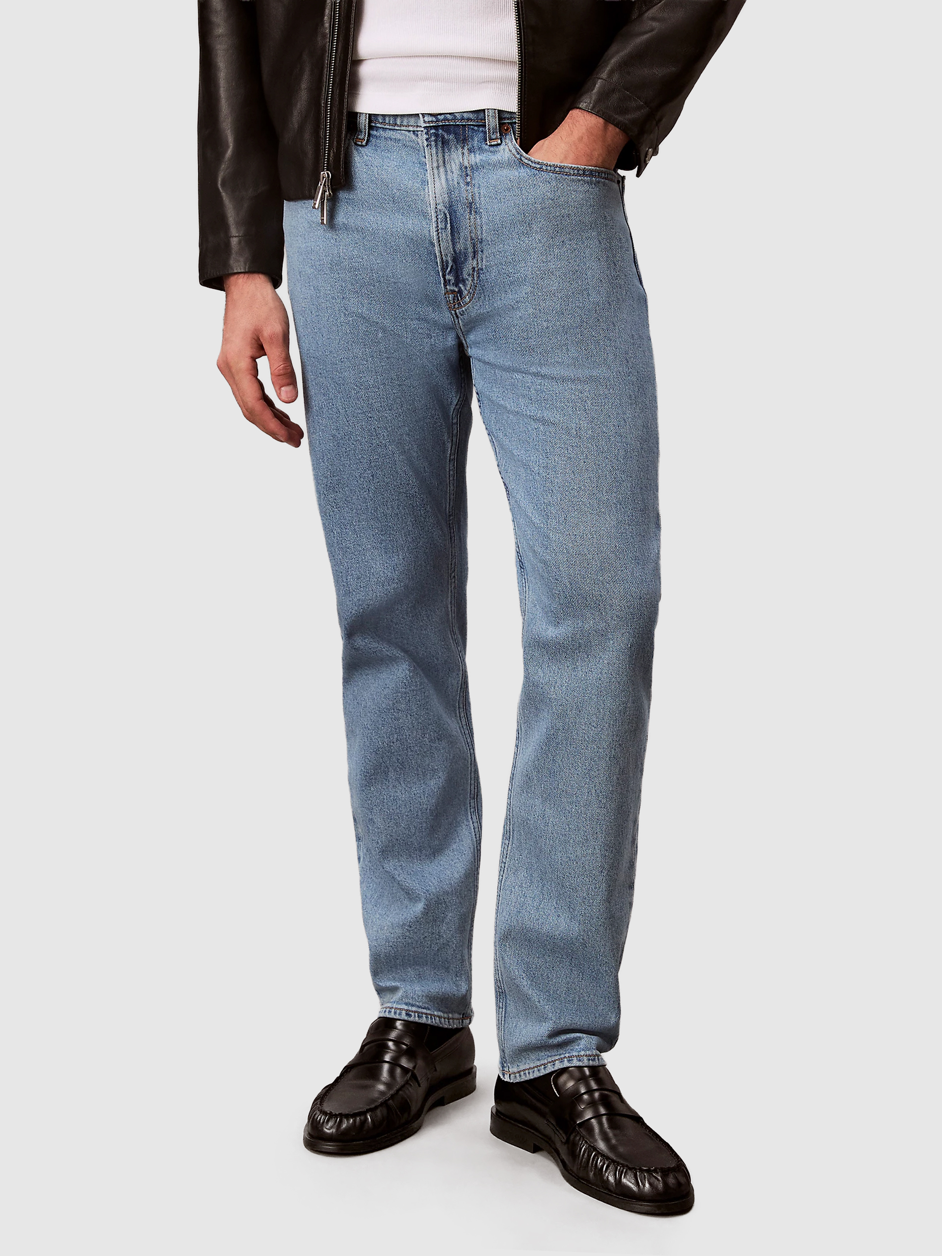 Jeans Calvin Klein Homem Standard Straight Adam Lt Stone