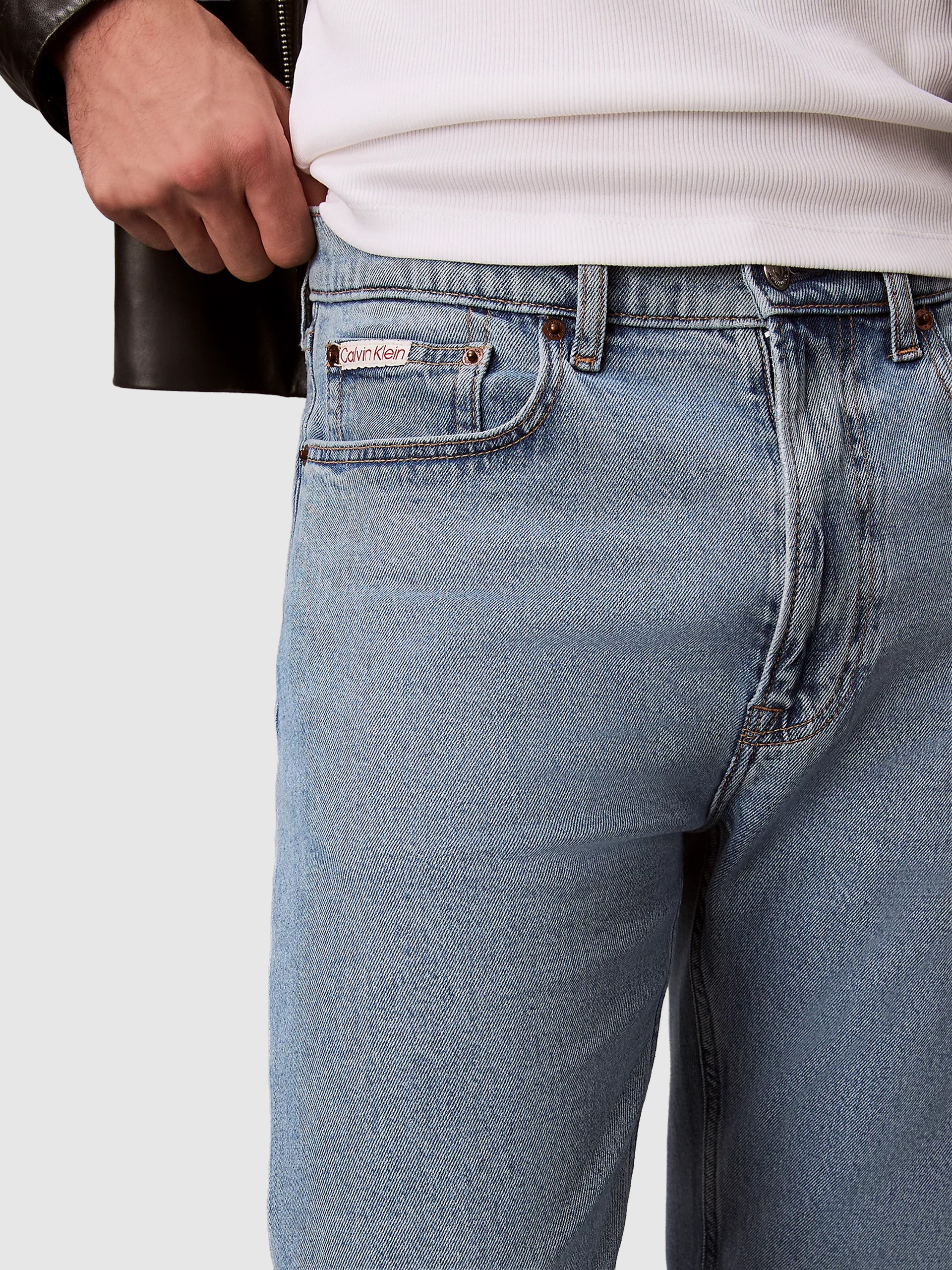Jeans Calvin Klein Homem Standard Straight Adam Lt Stone