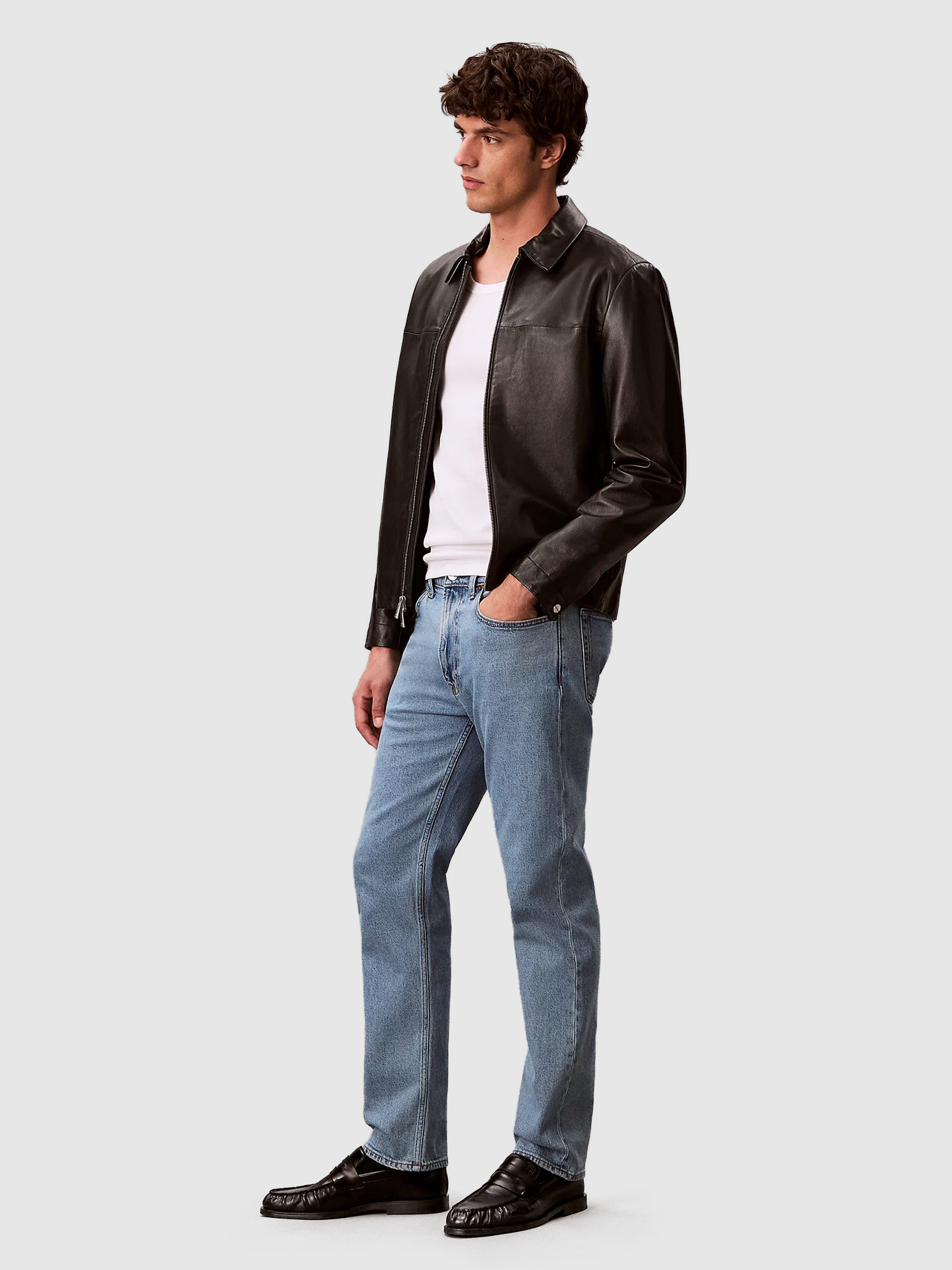 Jeans Calvin Klein Homem Standard Straight Adam Lt Stone