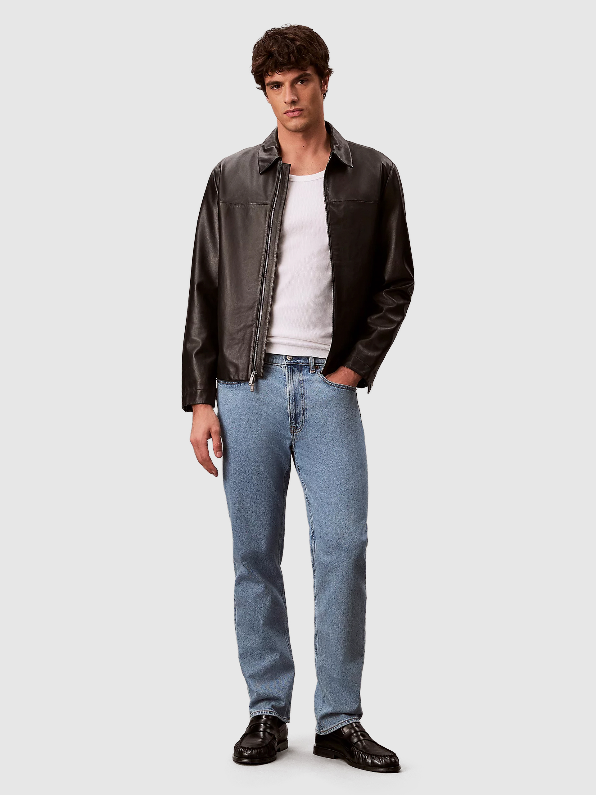 Jeans Calvin Klein Homem Standard Straight Adam Lt Stone