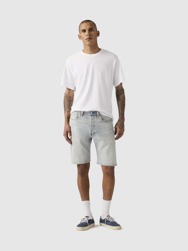 Cal��es Levis Homem 501� Original Shorts Light Indigo - Worn In