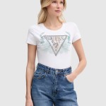 T-Shirt Guess Mulher Ss Cn Flower Triangle Tee