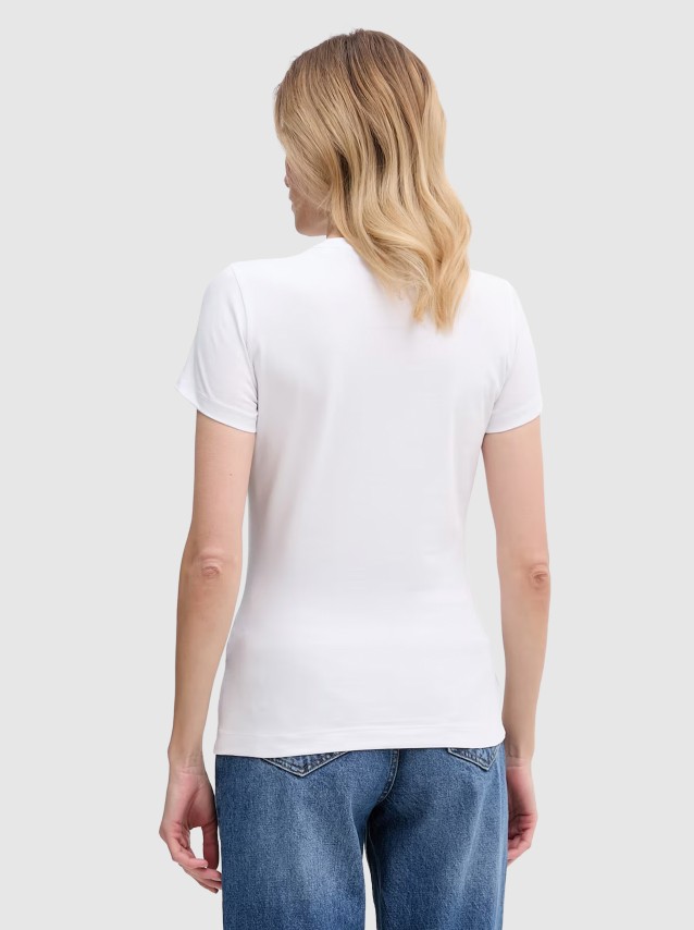 T-Shirt Guess Mulher Ss Cn Flower Triangle Tee