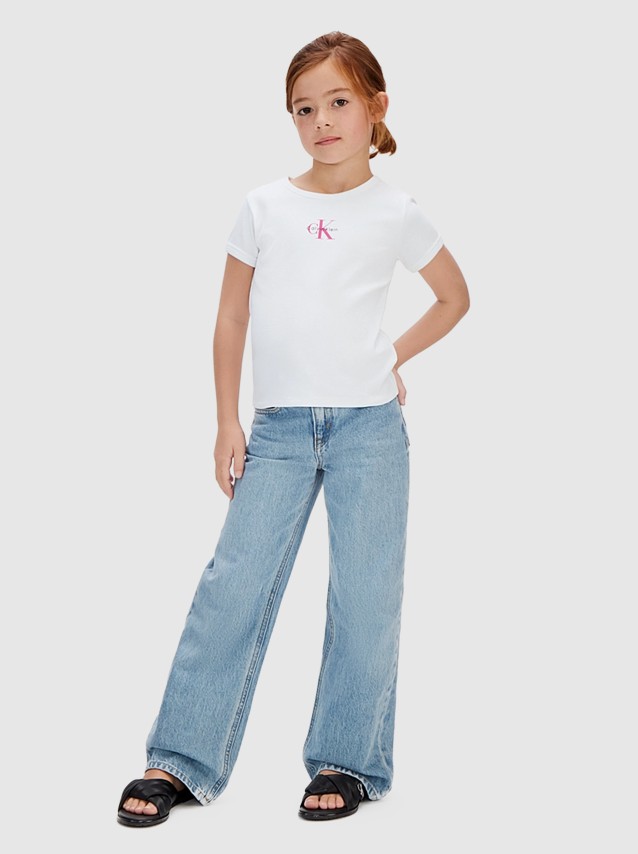 T-Shirt Calvin Klein Menina Monologo Rib Baby Tee