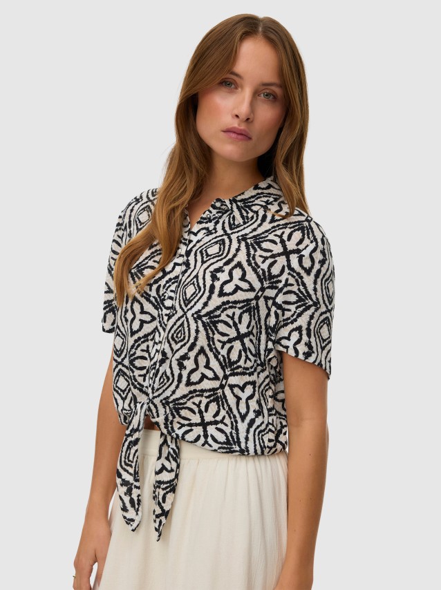 Camisa Mulher Vmmenny Tie Ss Shirt Wvn Ga Vero Moda