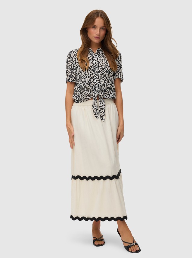 Camisa Mulher Vmmenny Tie Ss Shirt Wvn Ga Vero Moda