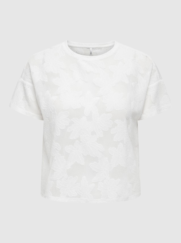 T-Shirt Only Mulher Onlmirabella S/s O-Neck Lace Top Jrs