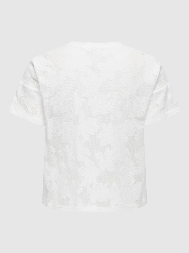 T-Shirt Only Mulher Onlmirabella S/s O-Neck Lace Top Jrs