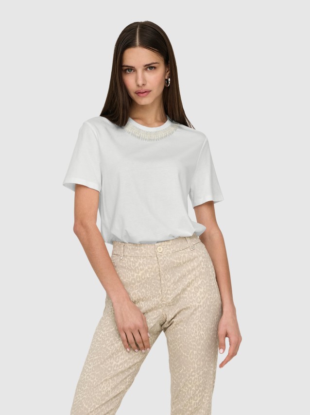 T-Shirt Mulher Onlparker S/s O-Neck Bling Top Box Jrs Only