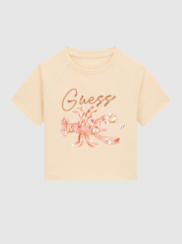 T-Shirt Guess Menina Crop Raglan Ss T-Shirt