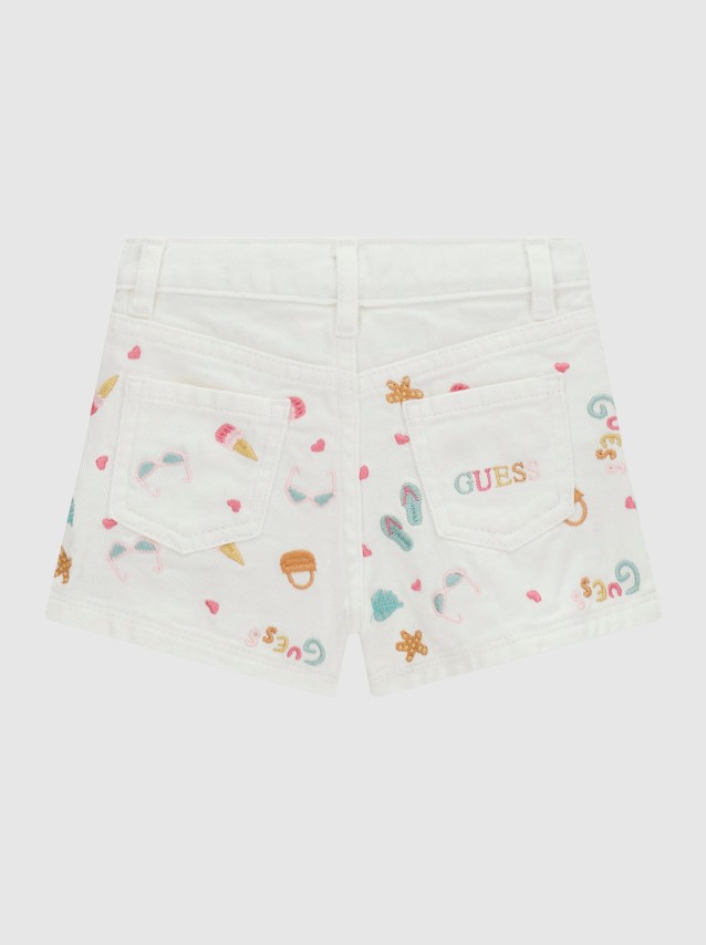 Cal��es Guess Menina  Rigid Bull Denim Shorts W/embr