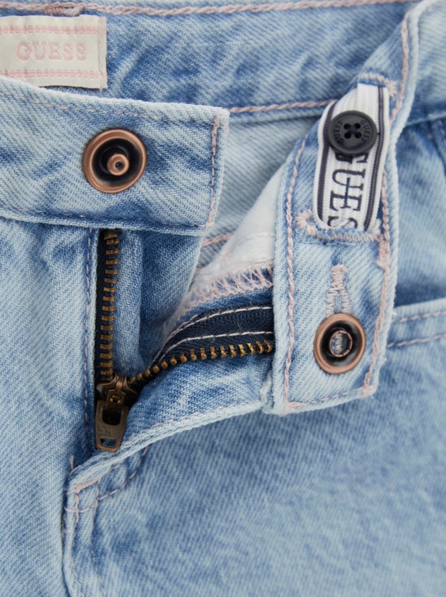 Cal��es Guess Menina  Rigid Denim Shorts W/embroider