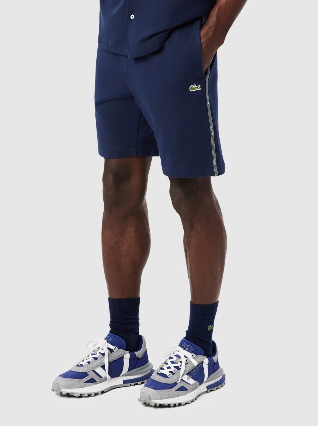 Cal��es Lacoste Homem Lacoste Striped Band Fleece Shorts