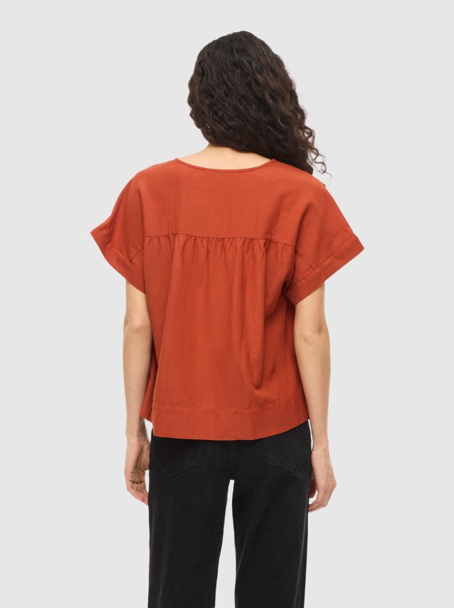 T-Shirt Vila Mulher Viprisilla V-Neck Ss Top Vol