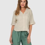 Camisa Mulher Onltokyo Life Ss Linen Bl Shirt Pnt Noos Only