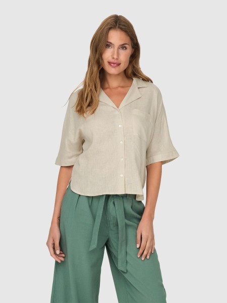 Camisa Mulher Onltokyo Life Ss Linen Bl Shirt Pnt Noos Only