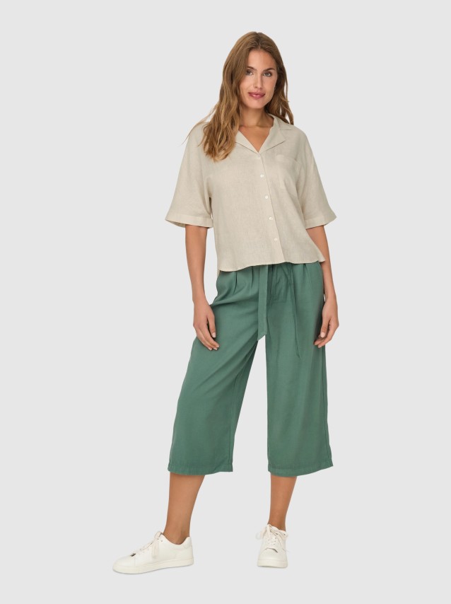 Camisa Mulher Onltokyo Life Ss Linen Bl Shirt Pnt Noos Only