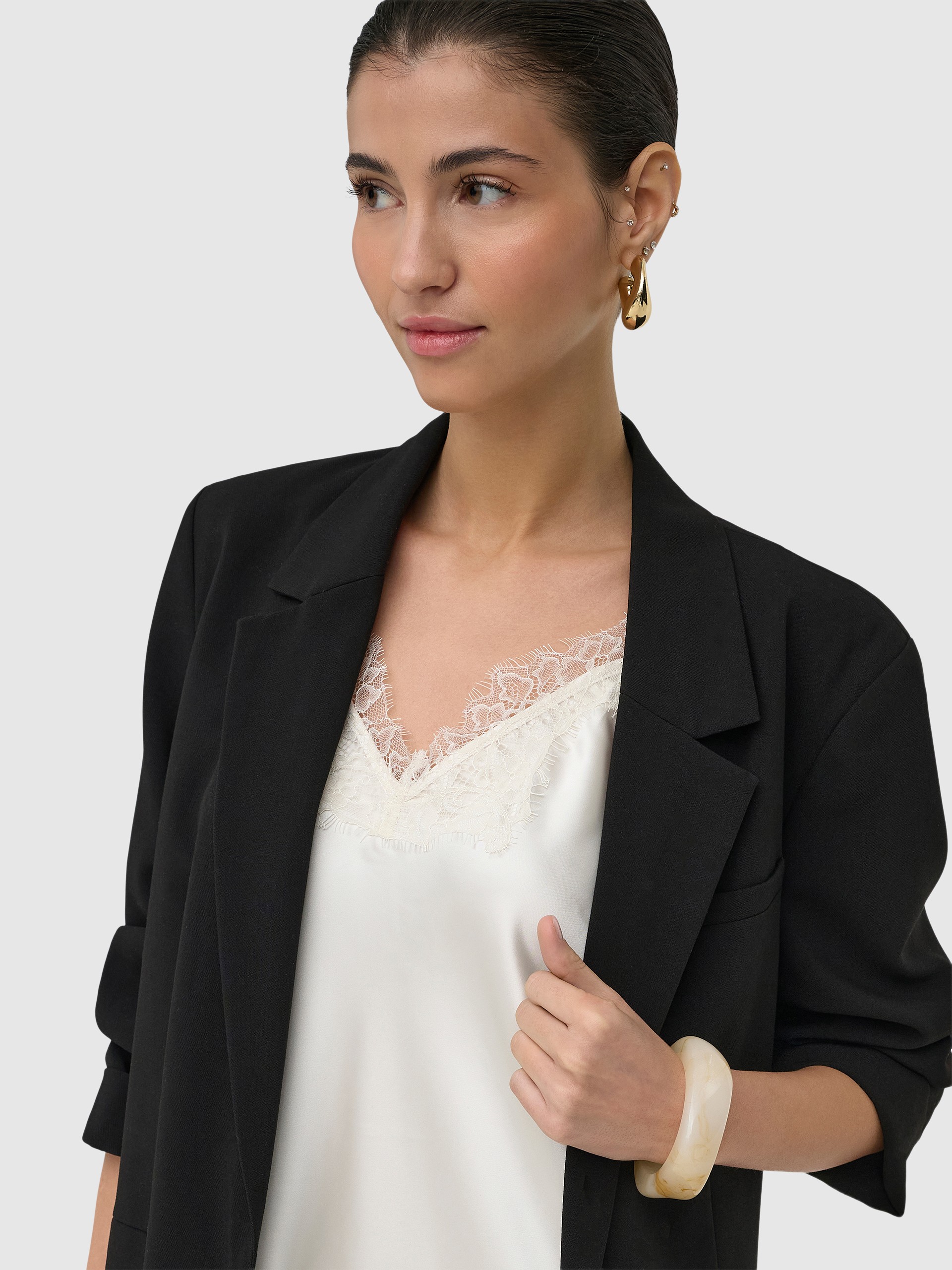 Vestido Only Mulher Onlbella Strap Satin Lace DressWvn Ex Neptune 13 Coffee Bean