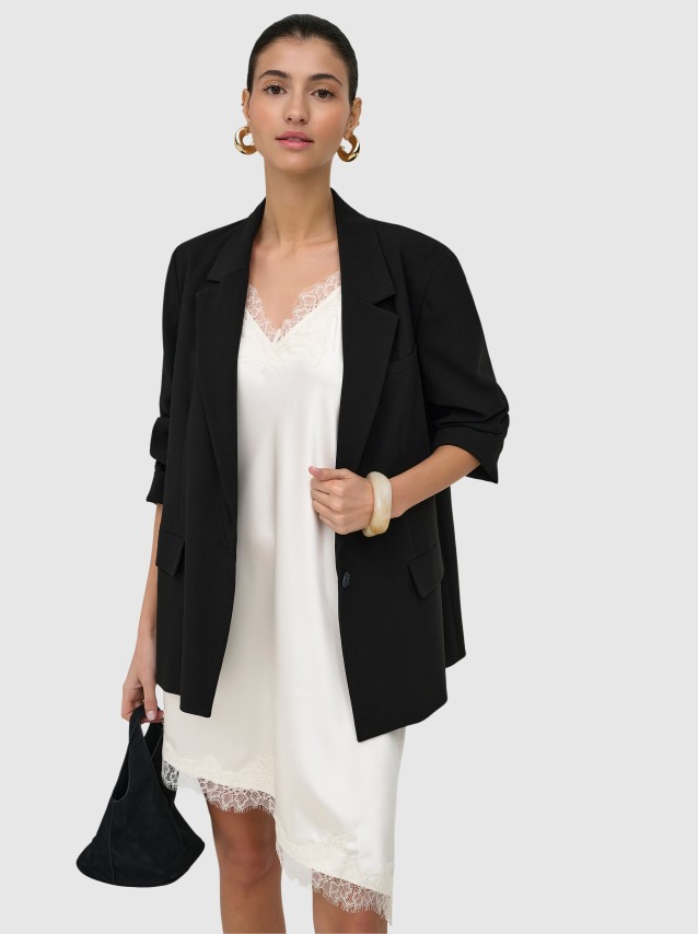 Vestido Only Mulher Onlbella Strap Satin Lace DressWvn Ex Neptune 13 Coffee Bean