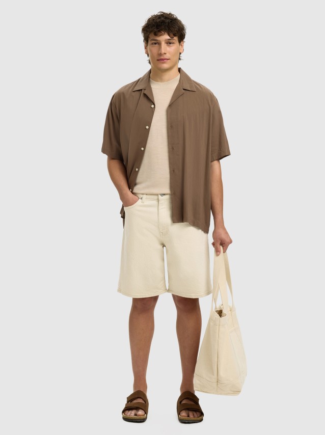 Cal��es Selected Homem Slhreg Alex Ecru 704 Denim Short Noos