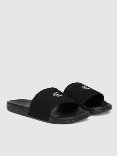 Chinelo Calvin Klein  Mulher Ess Slide Canvas Hdw