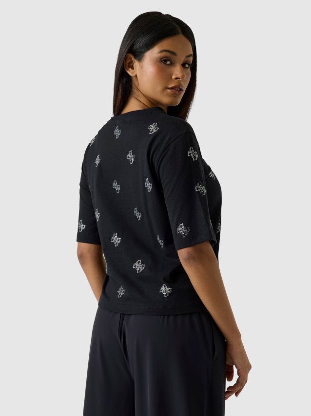 T-Shirt Guess Mulher Silvy 4G Ss Cn T-Shirt