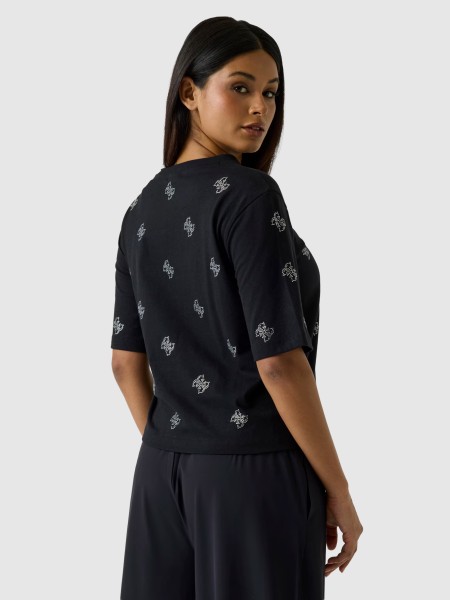 T-Shirt Guess Mulher Silvy 4G Ss Cn T-Shirt