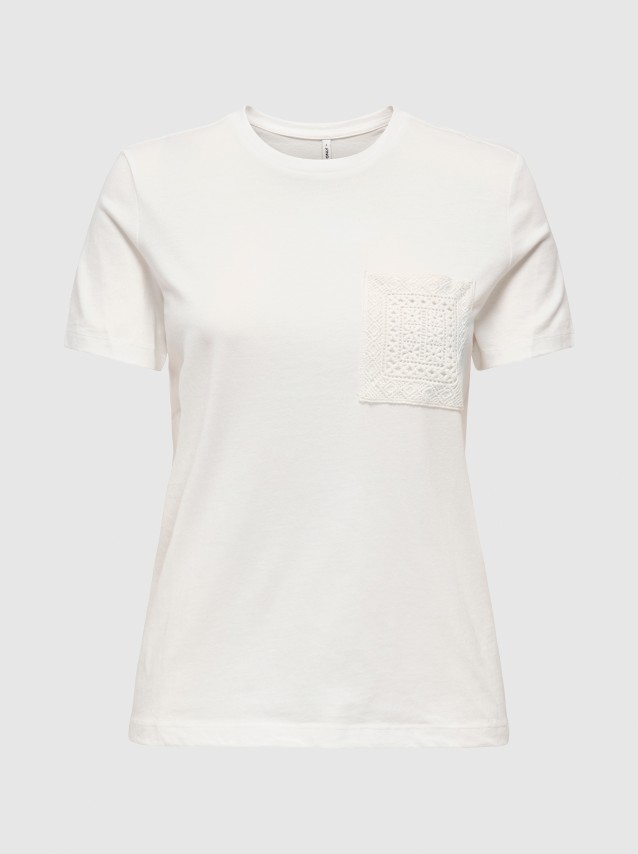 T-Shirt Only Mulher Onlenja Life S/s O-Neck Pocket Top Jrs