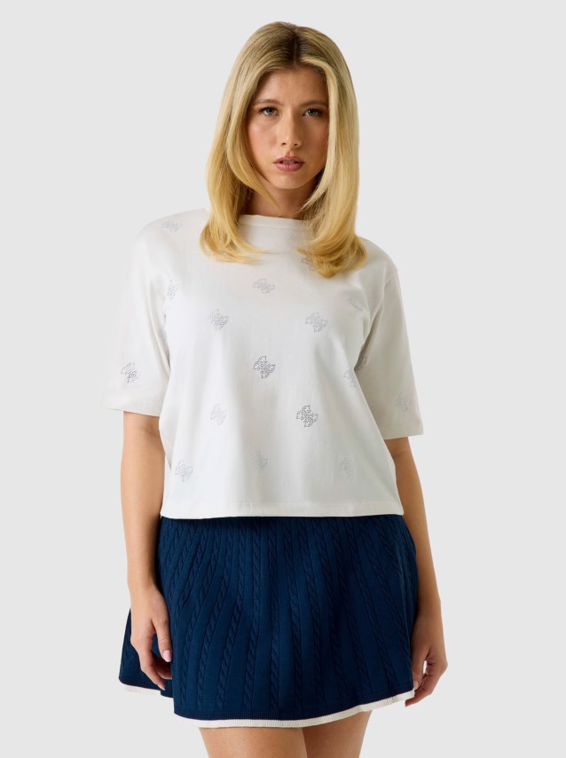 T-Shirt Guess Mulher Silvy 4G Ss Cn T-Shirt