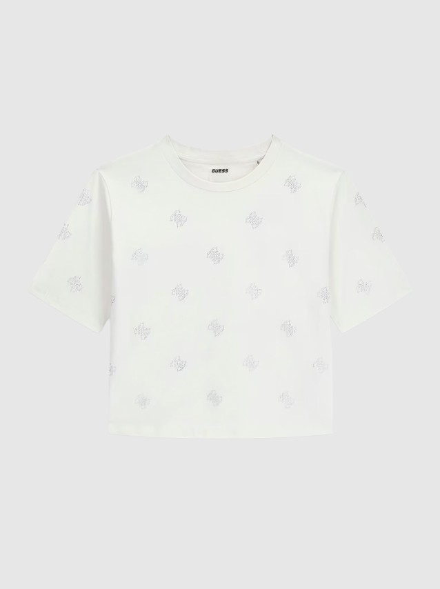 T-Shirt Guess Mulher Silvy 4G Ss Cn T-Shirt