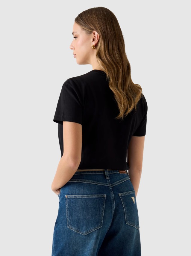 T-Shirt Guess Mulher Ss Cn Guess Studs Script Tee