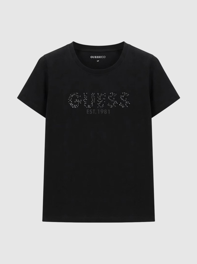 T-Shirt Guess Mulher Ss Cn Guess Studs Script Tee
