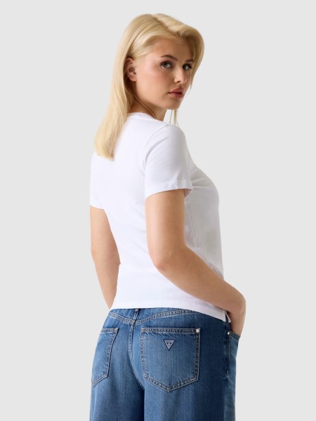 T-Shirt Guess Mulher Ss Cn Guess Studs Script Tee T-Shirt Guess Mulher Ss Cn Guess Studs Script Tee