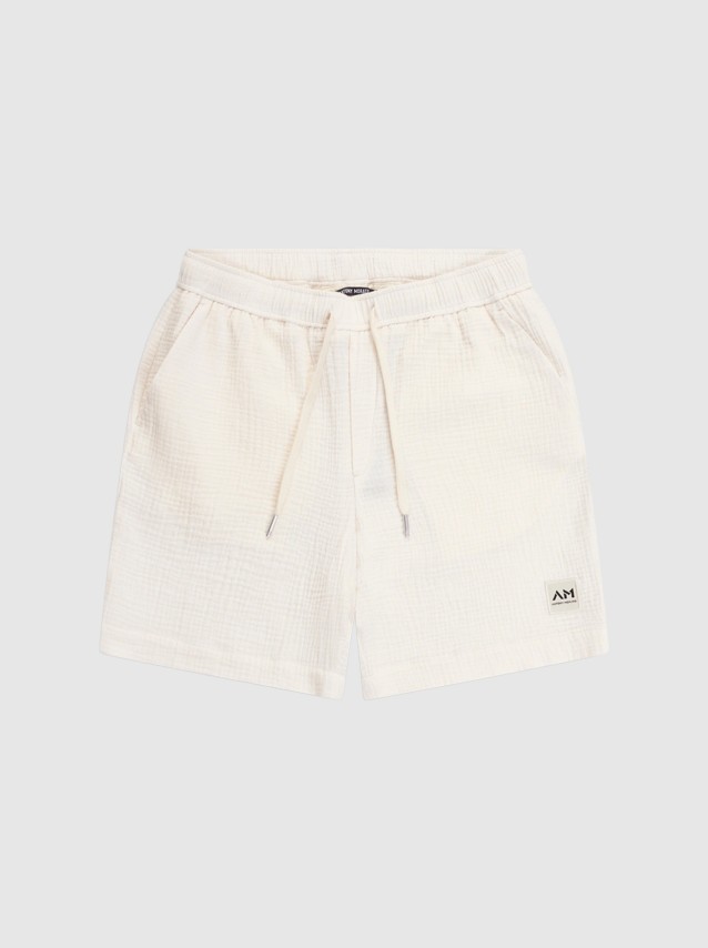 Cal��es  Antony Morato Homem Shorts Regular Fi In Soft Touch Cotton Crinckle Finish With Logoed Patc