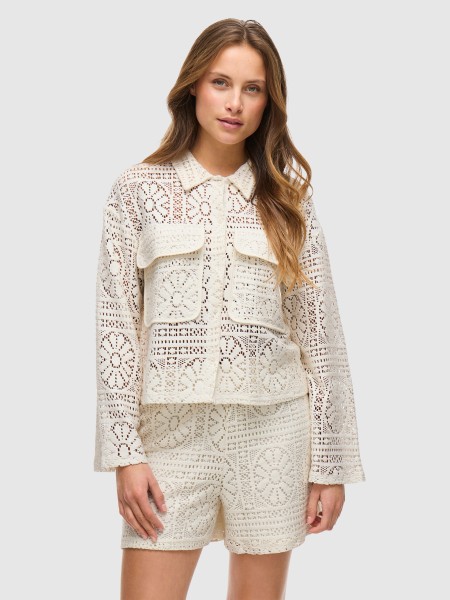 Blusa Mulher Vimerinda Crochet L/s Cardigan/bfs Vila