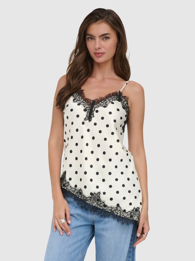 Top Only Mulher Onlbella Strap Satin Lace TopWvn Ex