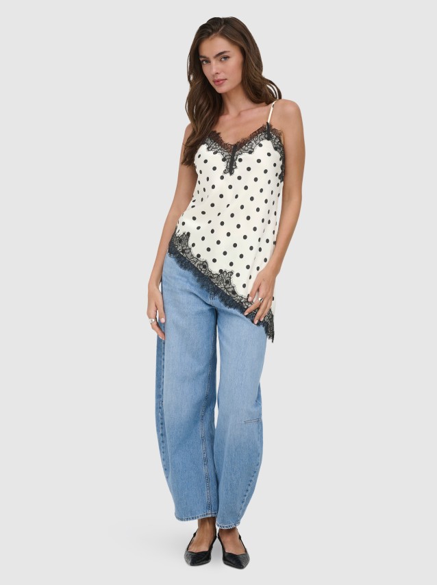 Top Only Mulher Onlbella Strap Satin Lace TopWvn Ex